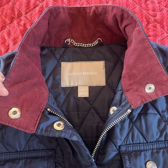 Women's Banana Republic Navy Blue Quilted Full Zip-Up Vest Size X-Small Pockets - Picture 5 of 10